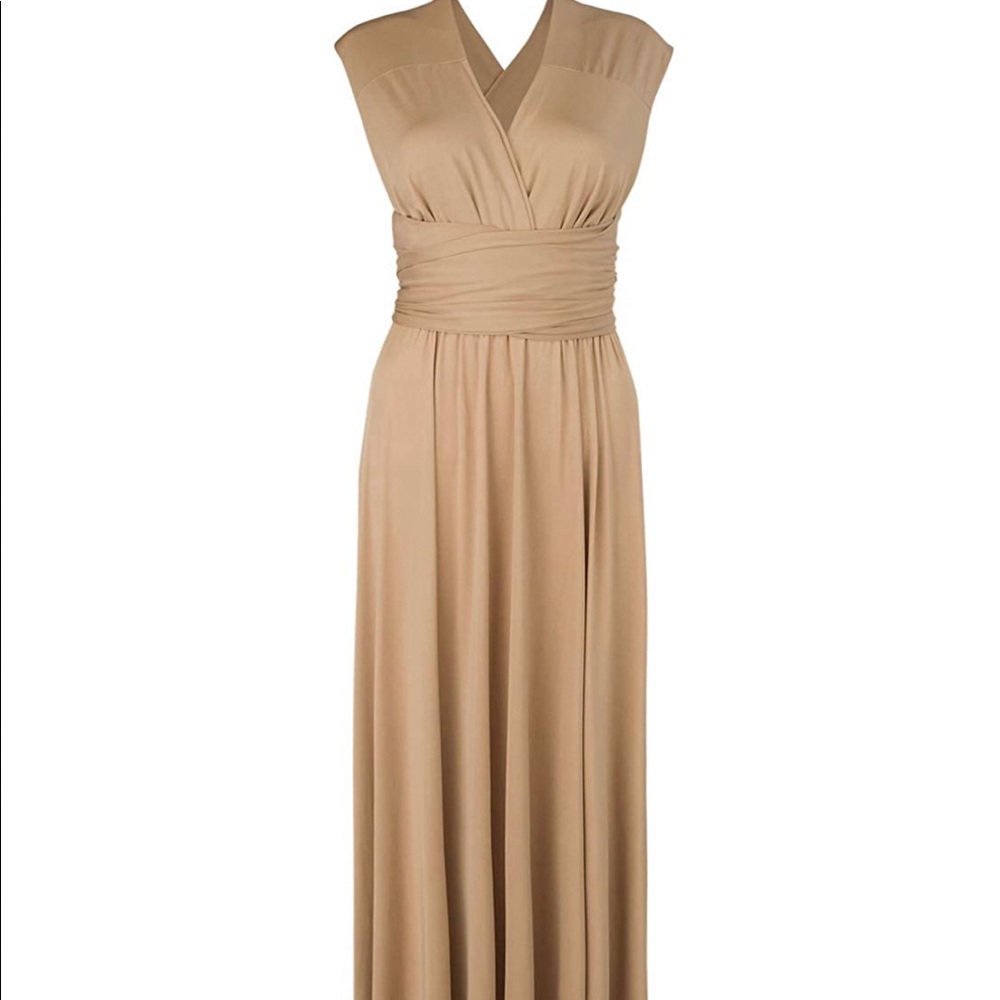 Multi-way Floor Length Tan Dress